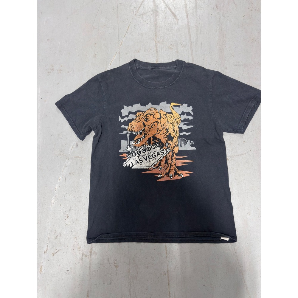 Y2K Las Vegas T-Rex Dinosaur Graphic Black Souvenir Tee Women Small - Picture 2 of 5
